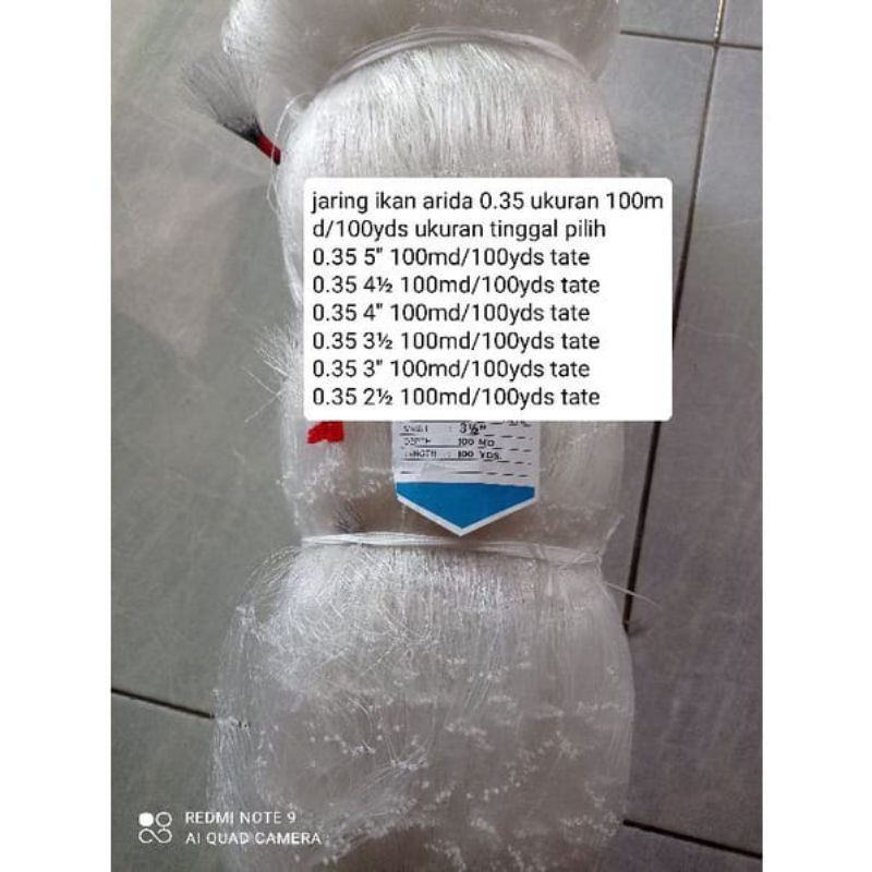 jaring ikan ARIDA 0.35 100MD/100YDS TATE ukuran 2 inchi - 5 inchi   jala ikan pukat ikan