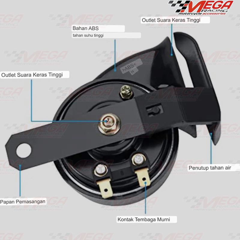 KLAKSON KEONG SINGLE MOCC Klakson Single Disc - Model Denso 12 Volt Universal Motor Beat,Scoopy,Vario,Mio,Fino,Nmax,PCX,ADV,Satria Fu,Ninja R RR,CBR150R Byson Mobil Avanza Nyaring HornSuper Bass DR D FISCHER GERMANY KLAKSON HELLA CLASSIC
