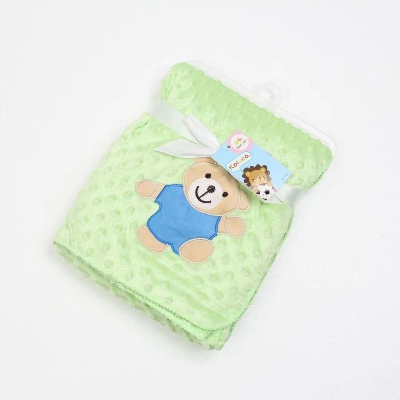 Selimut Bayi Totol Bordir Boneka Double Fleece Just One You