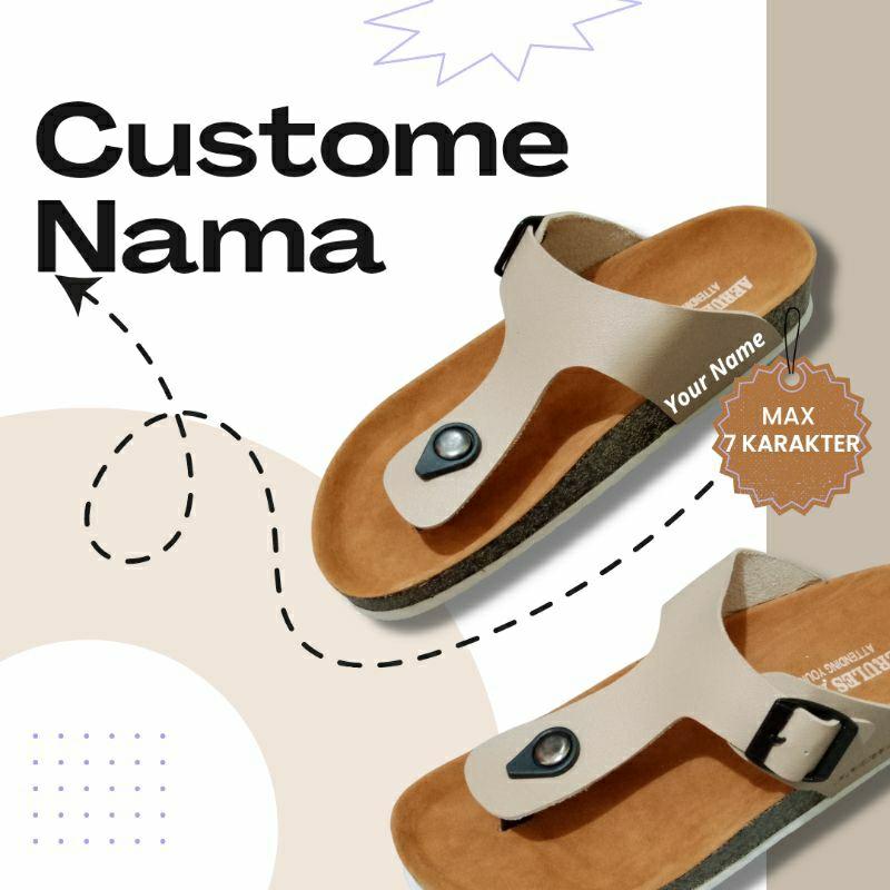 Sandal Custom Tulisan Tali Jepit Pria Wanita untuk Souvernir Kado Ulang Tahun Pernikahan Anniversary Wisuda Emboss Model Birken Kulit Empuk Kekinian Gaya Korea Ringan Empuk