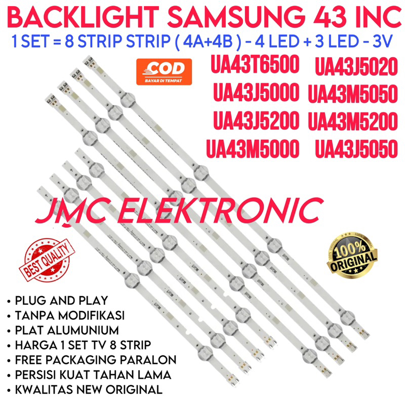 BACKLIGHT TV LED SAMSUNG UA-43J5000 43T6500 43J5100 43J5200 43J5202 43J5250 43M5000 43M5100 43M5050 43M5200 UA43J5000 UA43J5100 UA43J5250 UA43M5000 UA43M5100 UA43M5050 UA43M5200 UA43T6500 43J 43M