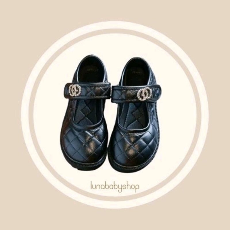 Sepatu Flat Shoes Anak Perempuan Import Warna Hitam