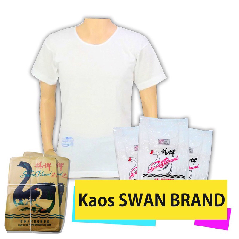[2 PCS] SWAN BRAND - KAOS OBLONG PRIA KAOS DALAM LENGAN SWAN BRAND ORIGINAL MURAH