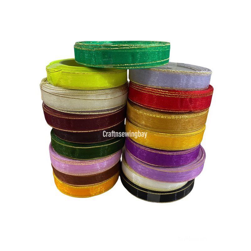 

Pita Organdi Pinggiran Les/ Organza Ribbon les mas 1/2inch 1,2cm per roll