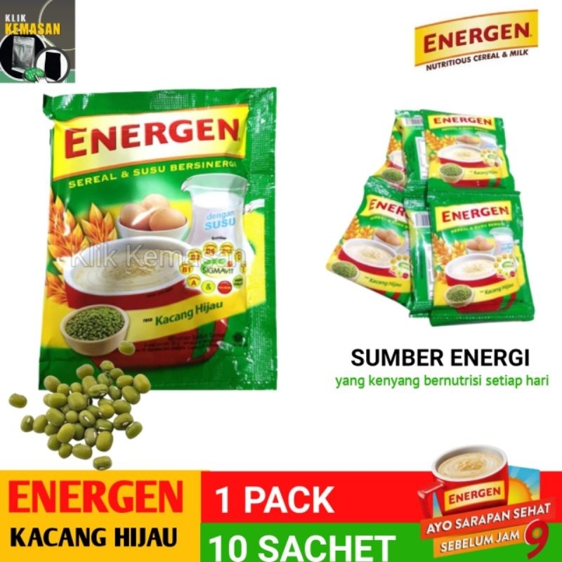 

Energen Kacang Hijau 35gram (10 sachet) sereal susu sarapan 1 Renceng isi 10