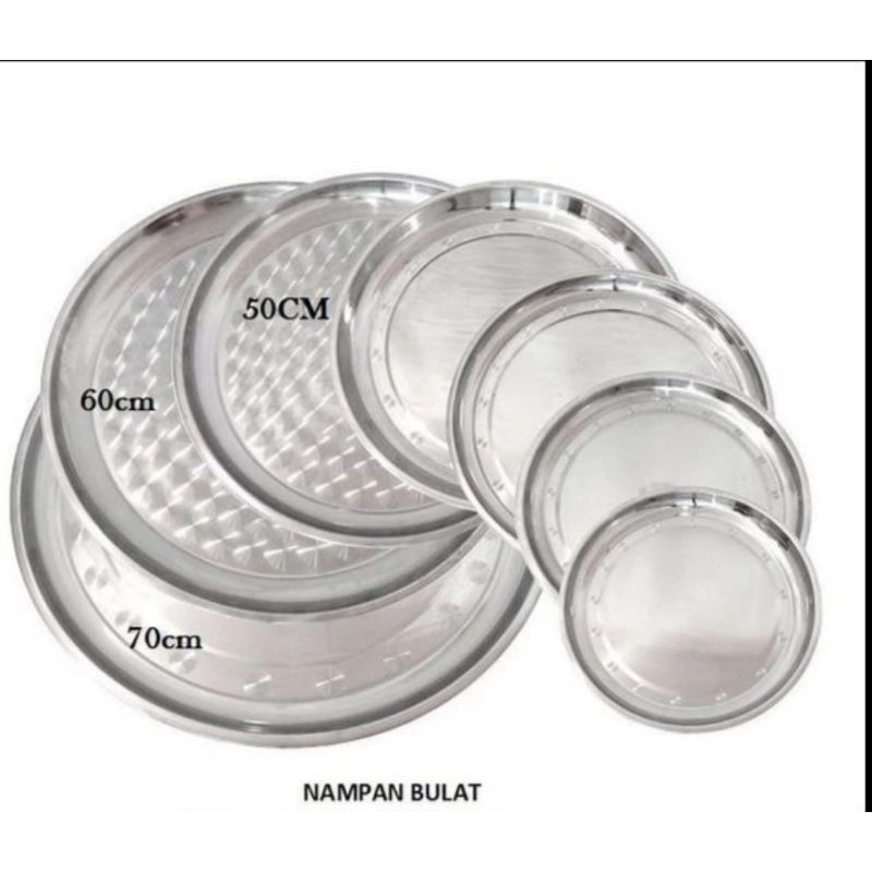 Nampan Bulat Stainless 45cm 50cm 60cm/ Baki Bulat