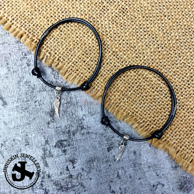 Premium Bracelet Pinion Metal + Tali Korea Hitam Waterproof