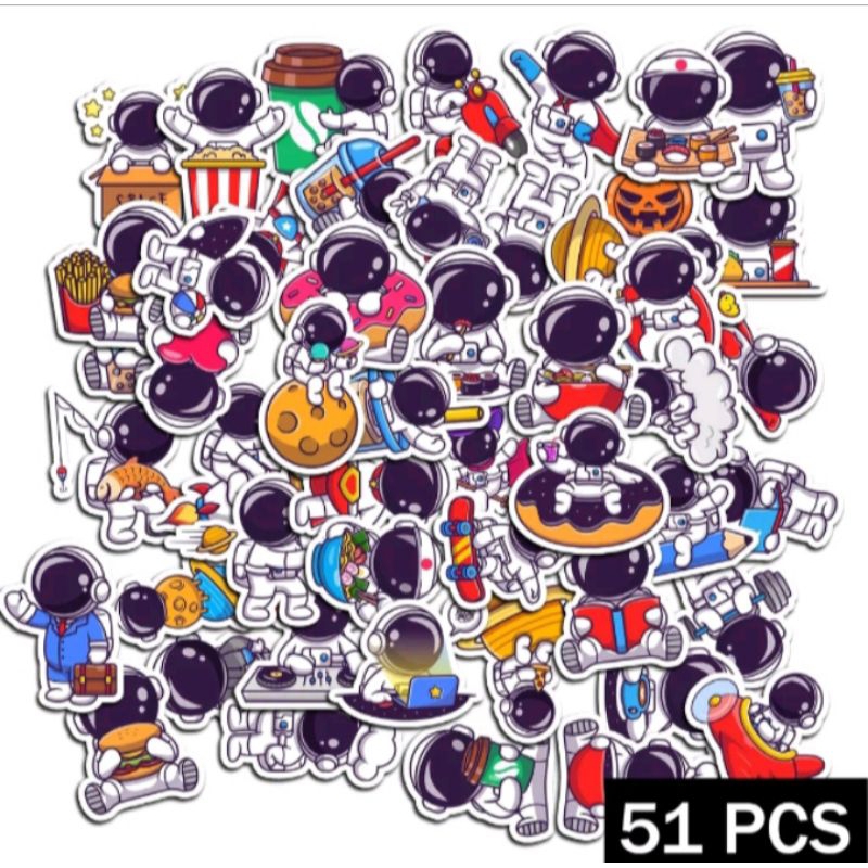 

STICKER lucu motif stiker astronot buat buku jurnal diary tumbler