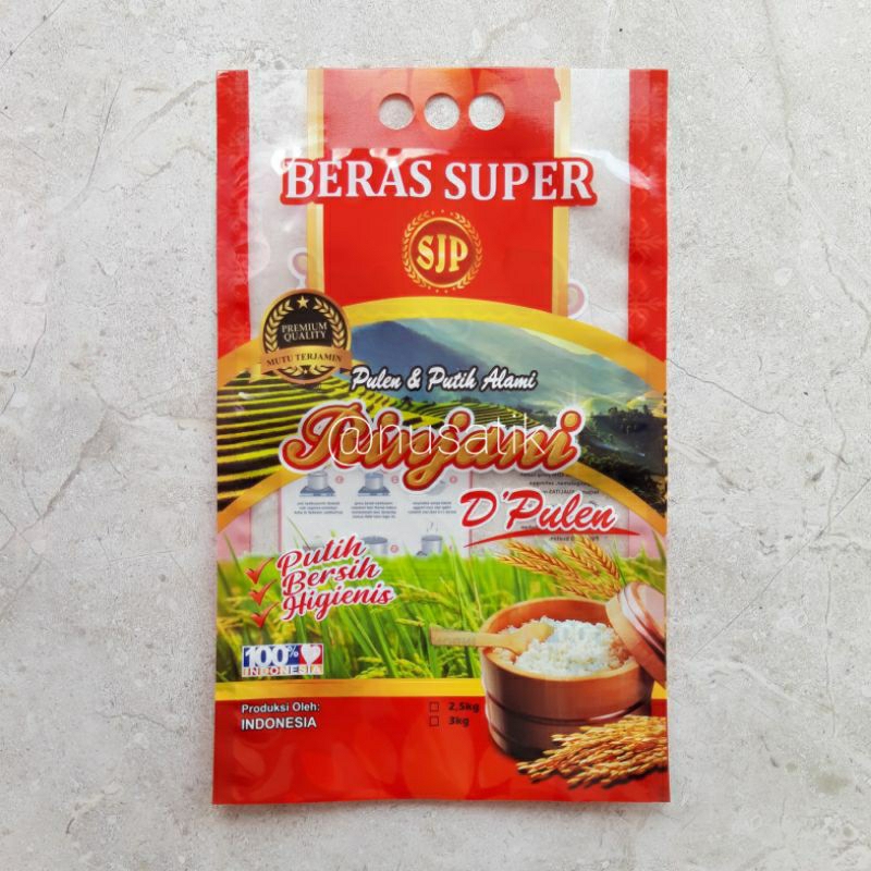 

kemasan plastik laminasi beras rinjani 2,5kg / 3kg