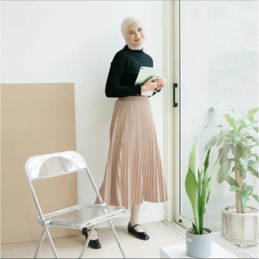 ROK PLISKET WANITA PREMIUM / ROK KERJA MUSLIMAN /ROK PLISKET TERMURAH TERLARIS