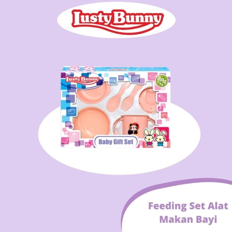 Lusty Bunny Baby Gift Set LB1419 Peralatan Makan isi 6pc - Lustybunny Feeding Set Bayi - Lusty Buny Kado Hadiah Bayi Baru Lahir Newborn