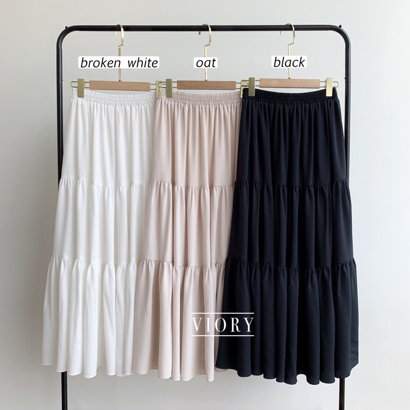 RUFFLE CRINKLE SKIRT (Rok Panjang 90cm dan 95cm/ Pinggang super melar)