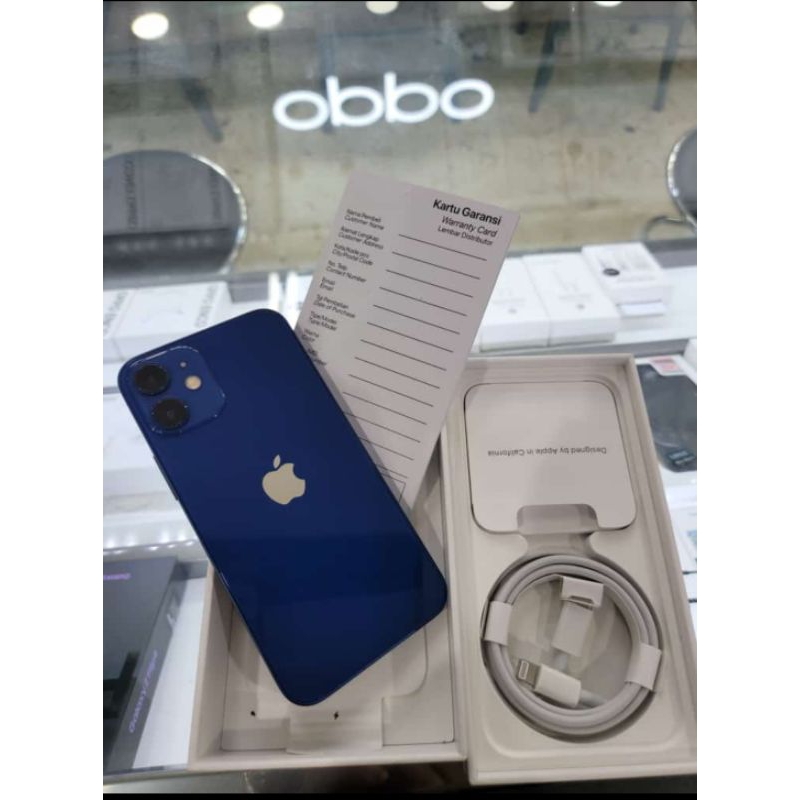 iPhone 12 mini 64gb blue second bekas ,hp second mantap