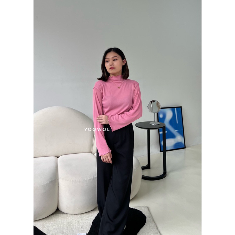 Yeji Top/Atasan Knit Lengan Panjang Wanita/Basic Knit Top