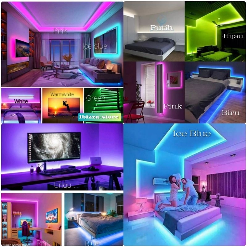 Paket Lampu LED Strip Neon Flex / Fleksibel AC 220V  Lengkap Tinggal Colok Langsung Nyala 1 / 2 / 3 / 4 / 5 meter