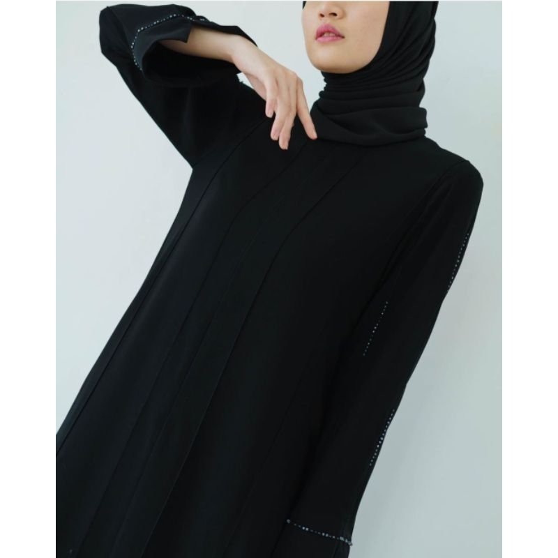 ABAYA JETBLACK SAQEENA BY LUDE ABAYA GAMIS HITAM SIZE L