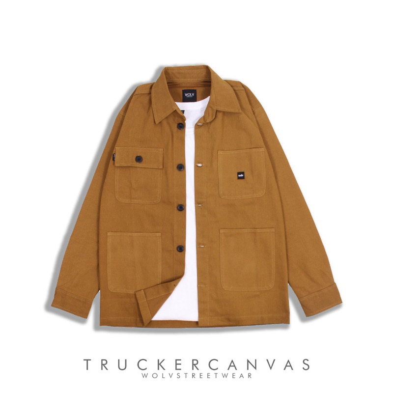 Jaket Trucker Canvas Wolv Jaket Semi Parka Wolv Caramel