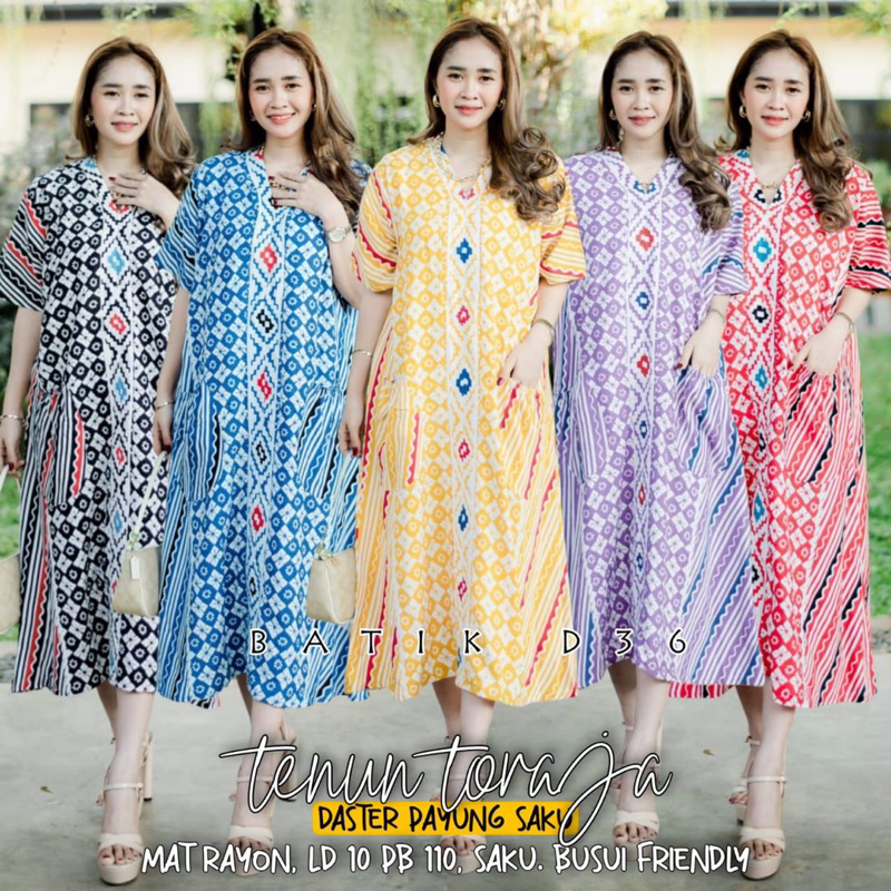 DASTER PAYUNG PAKU TENUN TORAJA DASTER KEKINIAN HOMEDRESS DRESS TENUN TORAJA