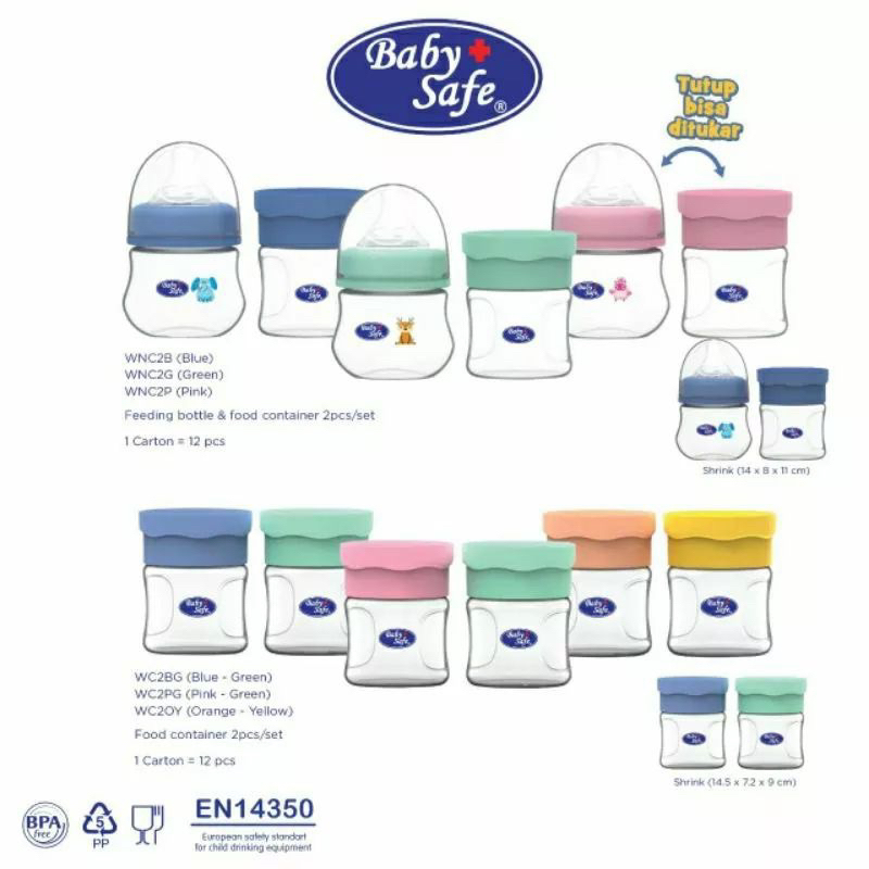 Baby Safe Botol Susu + Food Container Bayi MPASI Wadah Snack Camilan WNC2 WC2