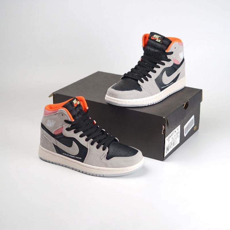 (OLK) Sepatu NIKE Air Jordan 1 High OG Neutral Grey Hyper Crimson