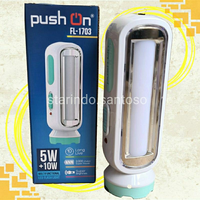 LAMPU SENTER EMERGENCY PUSH ON rechargeable cas FL1703 senter led terang kuat