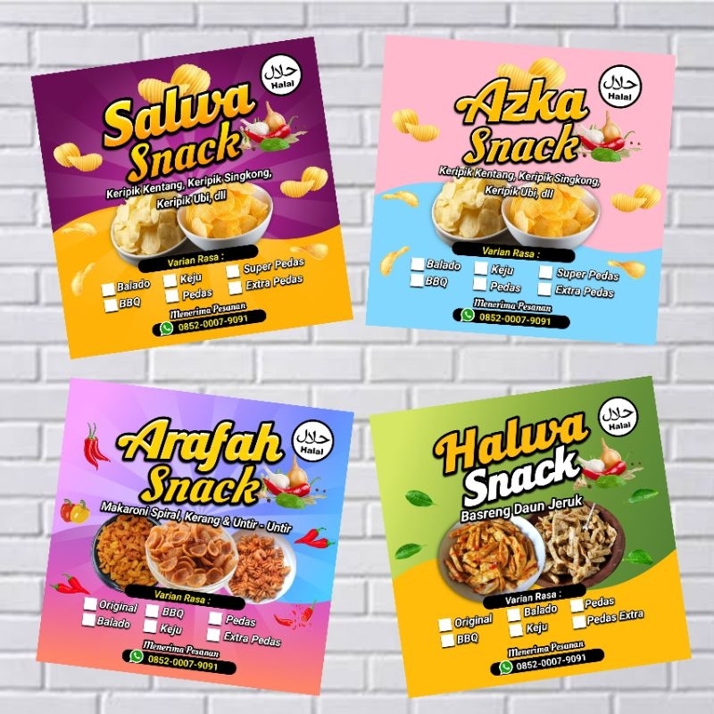 

( minimal order 100 pcs ) Stiker Label Kemasan Stiker Jajanan Stiker Snack Stiker Pouch Stiker Makanan