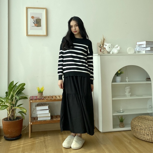 Rara Sweater Salur - Long Sleeve Top - Sweater Casual - Atasan Salur - Korean Look