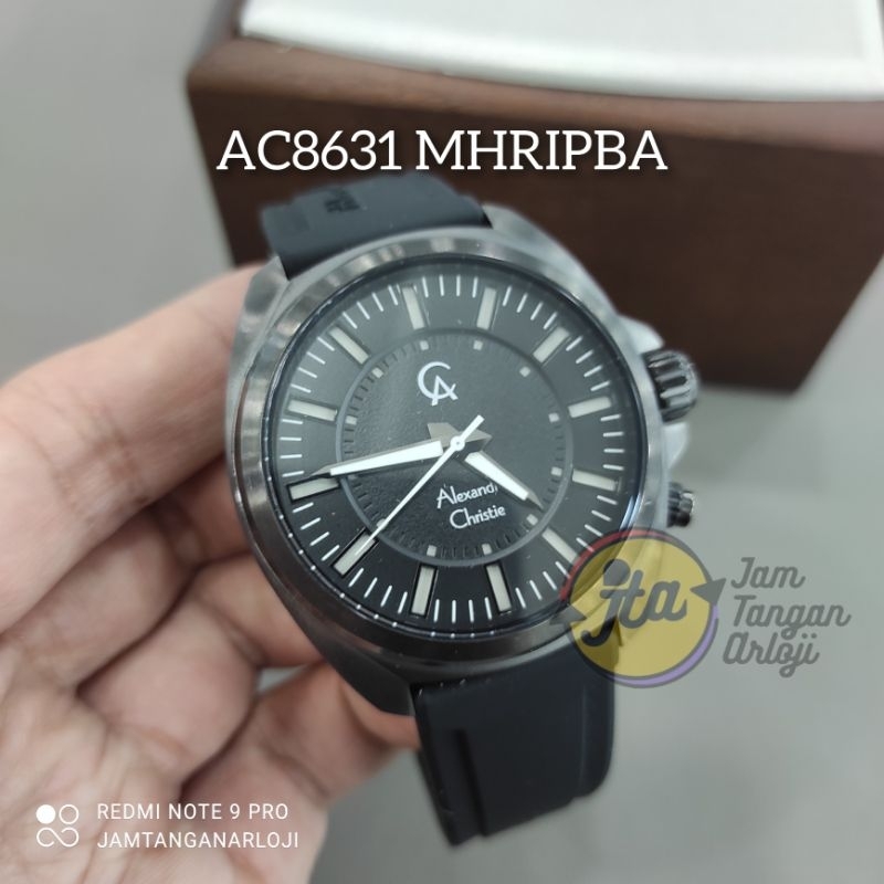 New Alexandre Christie Pria AC8631 Black Jam Tangan Cowok AC 8631 Rubber