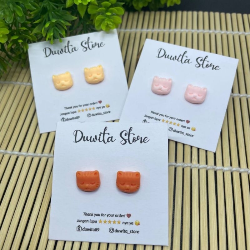 HANDMADE ANTING TUSUK PLASTIK ANAK/DEWASA MOTIF CAT