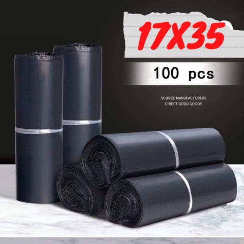 Plastik Polymailer 17x35 Hitam Isi 100pcs