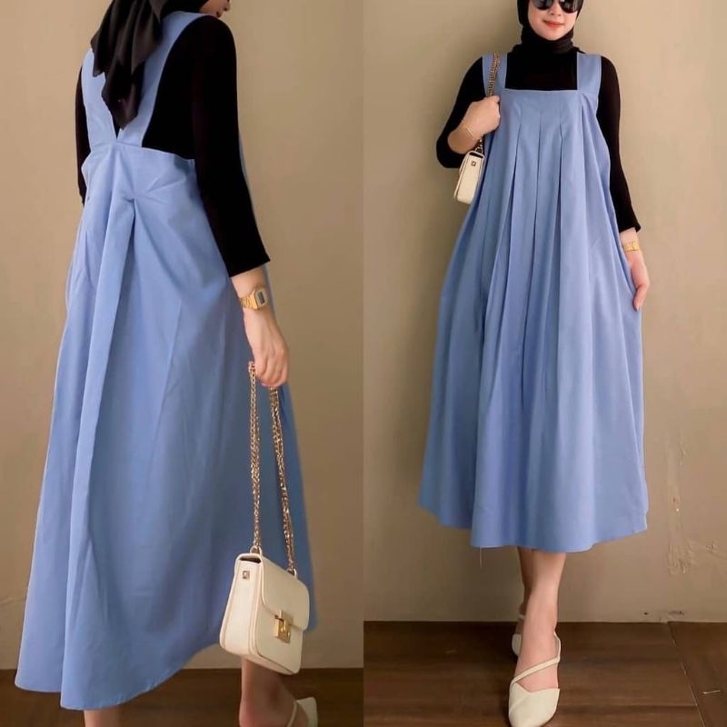 Berrynka Overall Dress Wanita Crinkle Airflow Korean Look