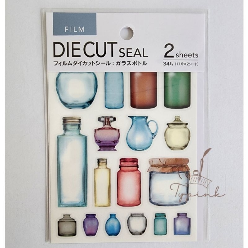 

KYOWA DIE CUT SEAL FILM JARS 2 SHEETS COLLAGE STICKERS JOURNAL STICKER MADE IN JAPAN