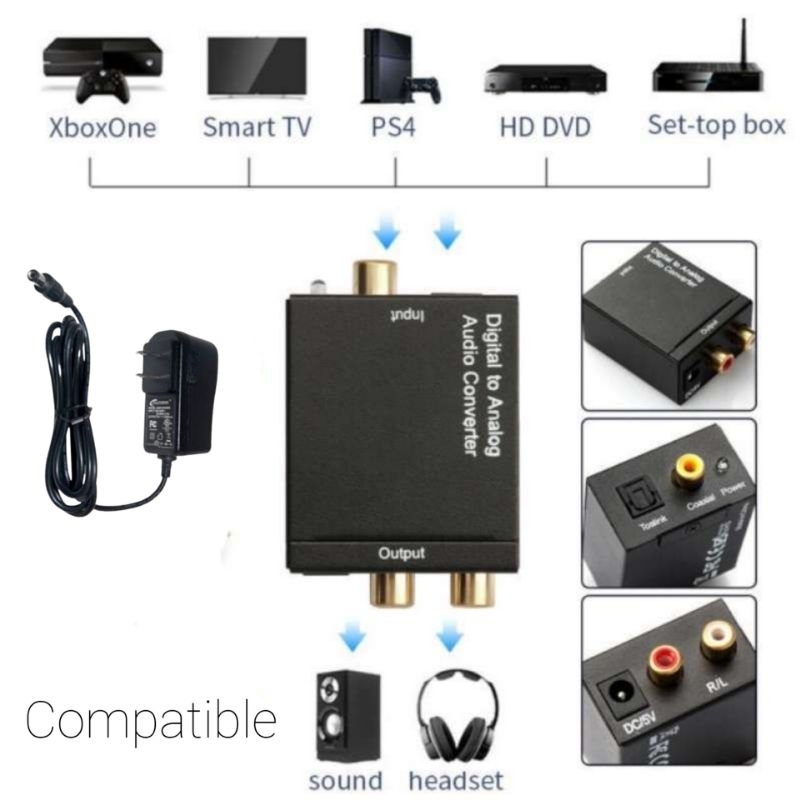 [ PAKET KOMPLIT ] Converter audio digital to analog + Kabel optik audio tv BAE 1.5 meter + Kabel rca 2 in 1 / Audio converter Digital to analog / Optical Audio converter