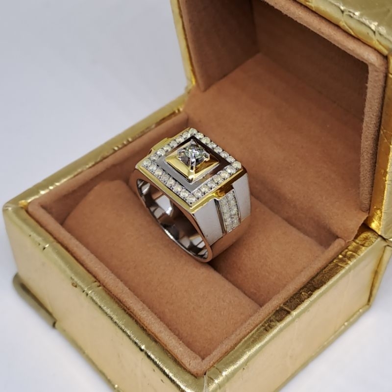 Cincin Berlian Pria Silver mewah Free Memo