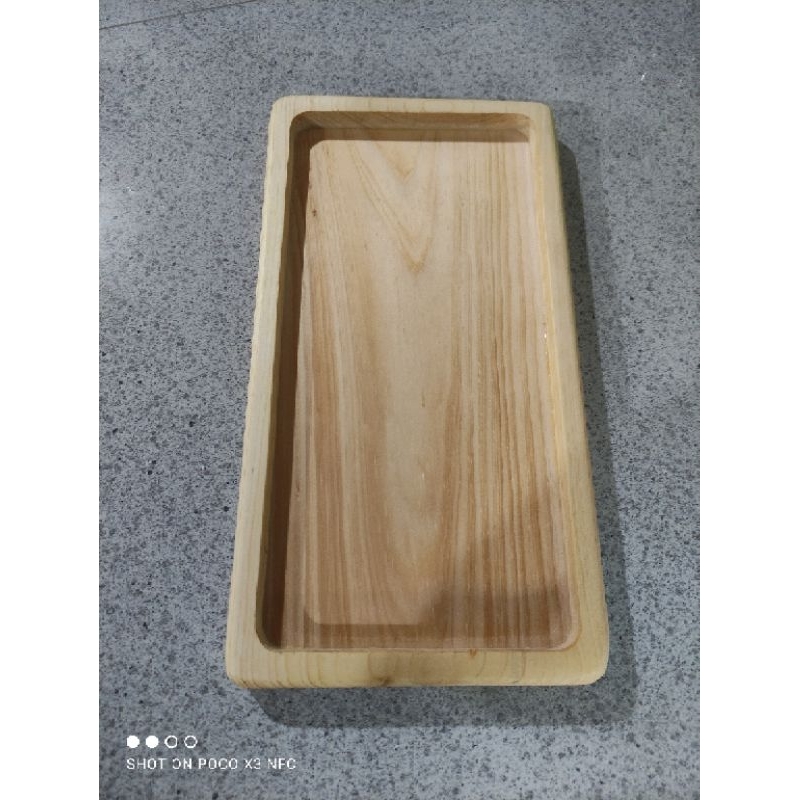 Baki Kayu Pinus/Wooden Plate/ Piring Kayu Pinus Persegi 34x18cm