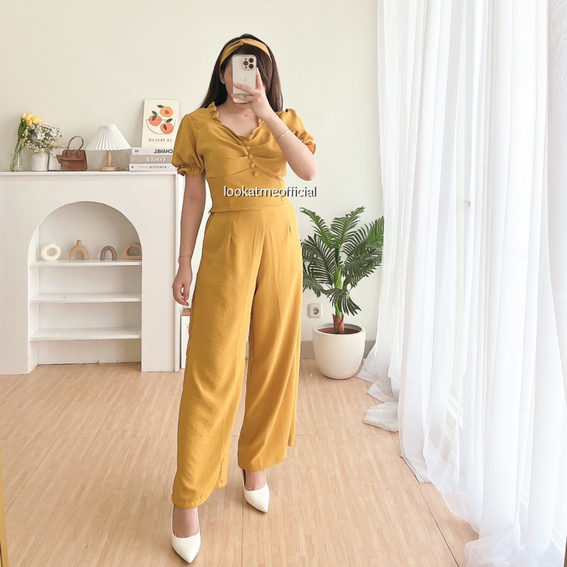 lookatmeofficial - Velysa Set Wanita - Atasan dan Kulot Bahan Crinkle 689