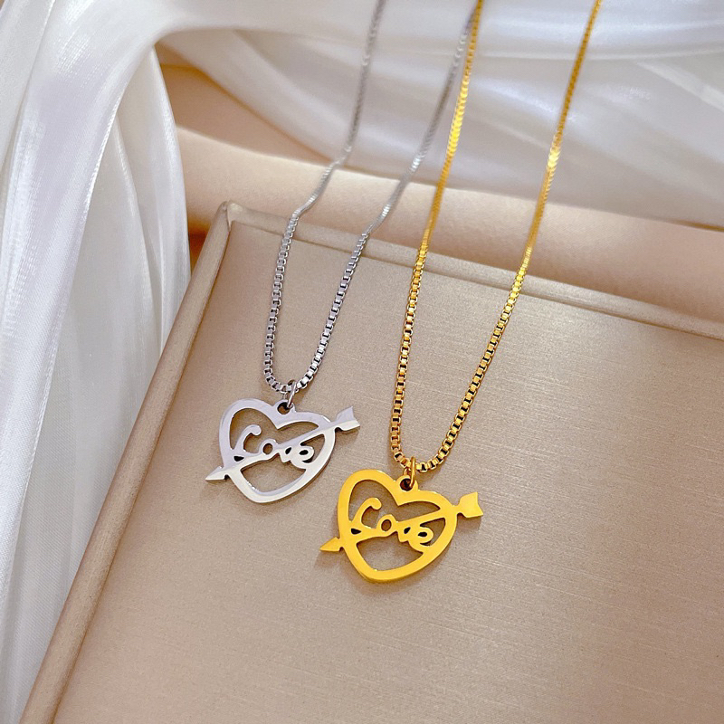 kalung cupid heart panah titanium cantik korea