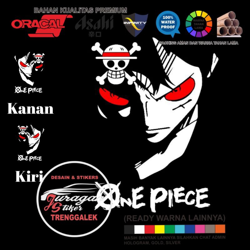 Stiker luffy one piece cutting sticker visor helm motor mobil