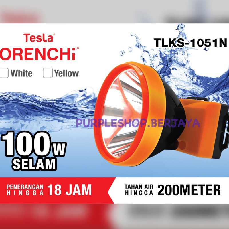 ORIGINAL TESLA Senter Kepala Tesla Cas Menyelam 100Watt tahan air hingga 200meter TLKS 1051N