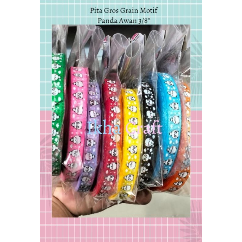 

Pita Gros Grain Motif Panda Awan 3/8