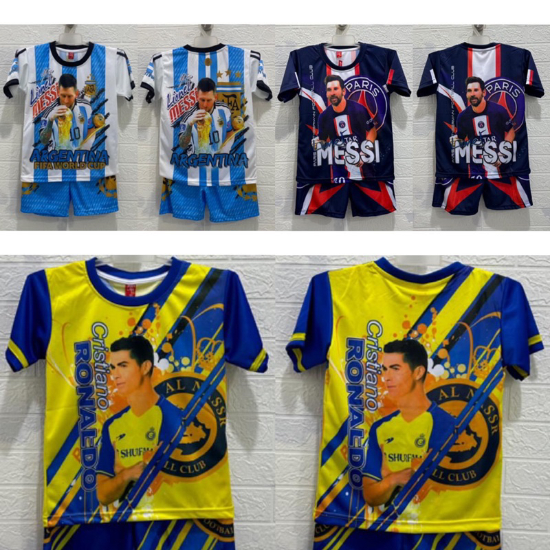 Jersey bola argentina messi ronaldo halland anak printing usia 2-12 tahun kids