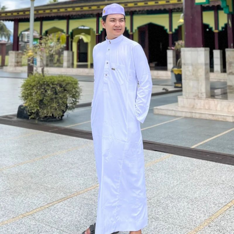 GAMIS PUTIH PRIA POLOS JUBAH SULTAN POLYESTER  PREMIUM