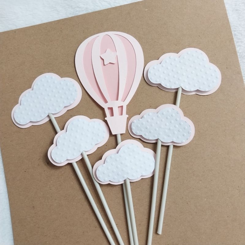 Cake topper awan balon udara die cut