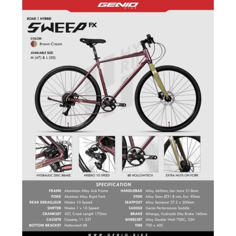 700C Genio hybrid sweep fx 10Sp Niseko hydro brake