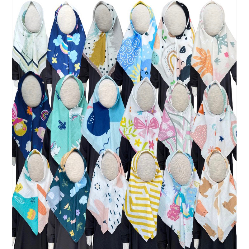 VOAL PRINTING HIJAB INSTANT  ANAK MOTIF KARAKTER LUCU PART I