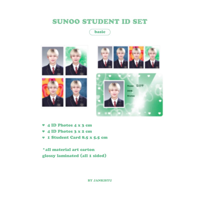 ENHYPEN Student ID Set BY JANKISYU (pas foto id photo keychain)