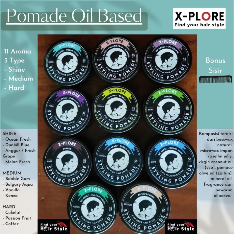 Xplore Pomade Oil Based 50 Gram Kualitas Premium Minimal Order 10 Pcs