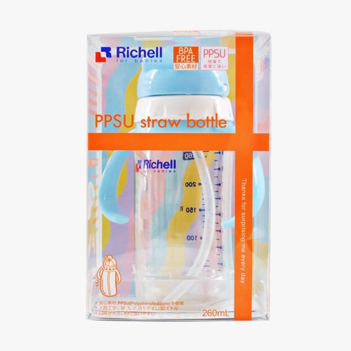 Richell - PPSU Straw Bottle (260ml) / BOTOL SUSU / BOTOL PPSU / BOTOL STRAW