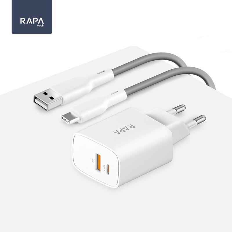 Original RAPAtech CHARGER 20W DUAL PORT USB A &amp; USB C PD QUICK CHARGE 20 WATT (CH-1021)