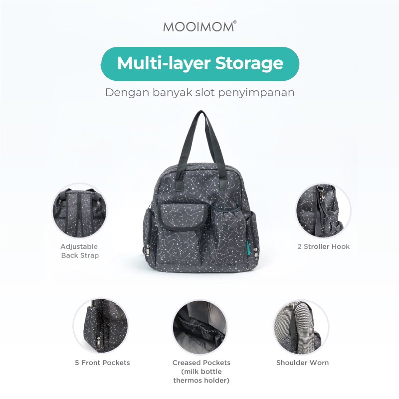 Mooimom Two Ways Diaper Bag Mooimom 2 ways diaper bag Tas Popok Ransel &amp; Jinjing